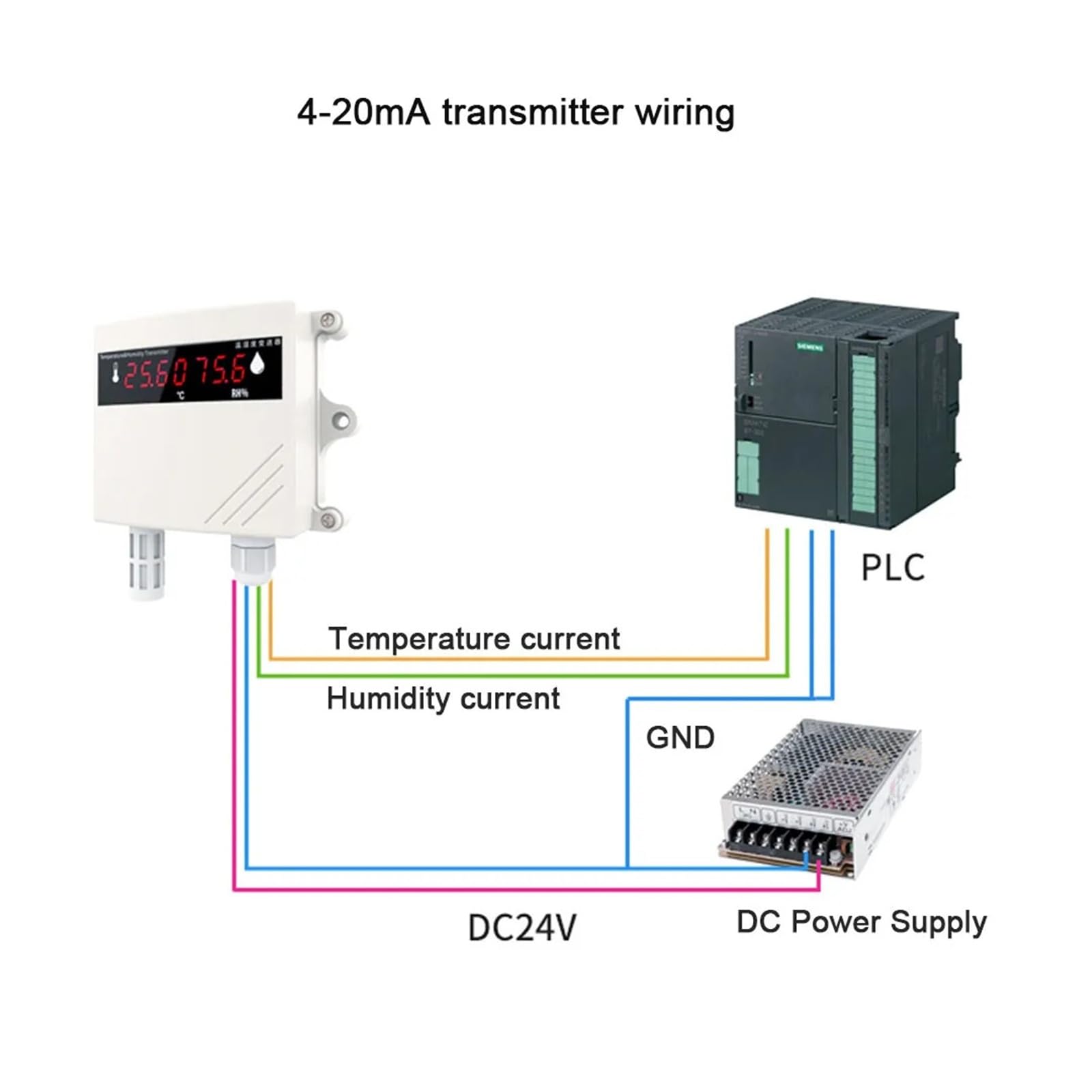 -40-60 ℃ Przemysłowy termohigrometr i przetwornik wilgotności DC24V Wbudowana sonda Cyfrowy wyświetlacz 0-60 ℃ RS485