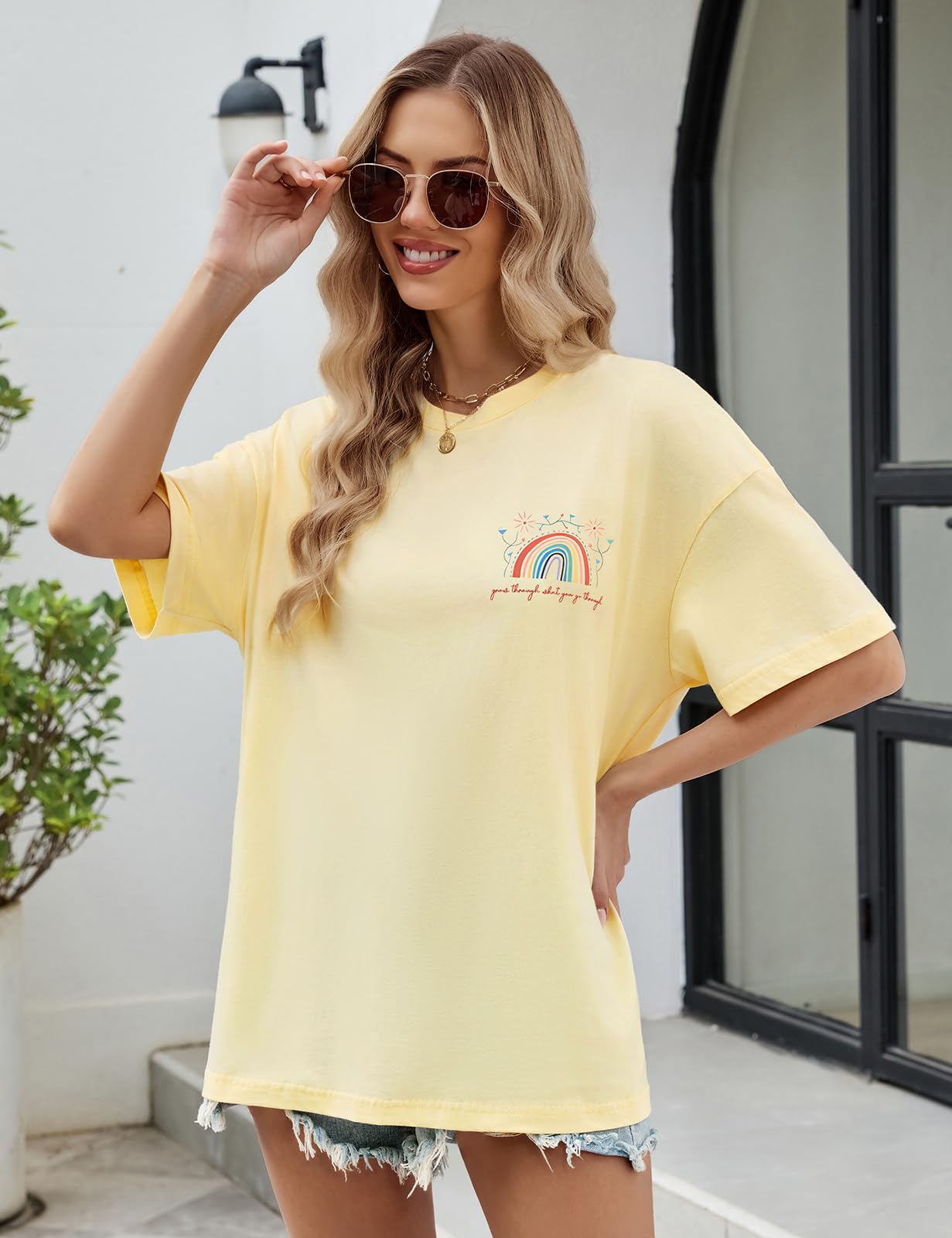 Koszulka damska oversize Bardzo szeroka koszulka z okrągłym dekoltem bawełniana koszulka z krótkim rękawem szykowna koszulka z nadrukiem top damski plus size top damski lato