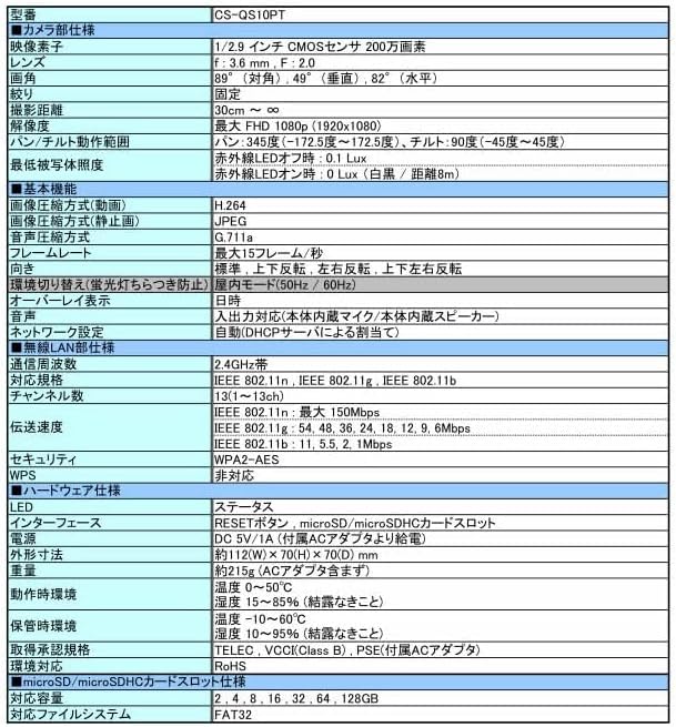 Planex 防犯カメラ スマカメ 1080p 首振り・パン・チルト CS-QS10PT 【ノーグロートレイルカメラ】