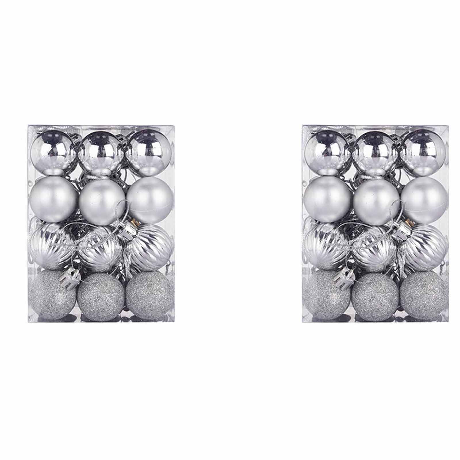 Christmas Ball Ornaments for Christmas Tree Decoraion Baubles Shatterproof Balls Hanging Ornaments for Xmas Holiday Party Home Decorations 24Pcs (2, Silver)