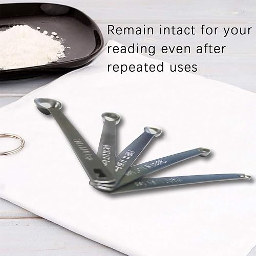 Miniatura 5 de BERYLER Juego de 2 cucharas medidoras, cucharas medidoras de acero inoxidable resistentes, mini cuchara medidora para cocinar hornear, cucharadita