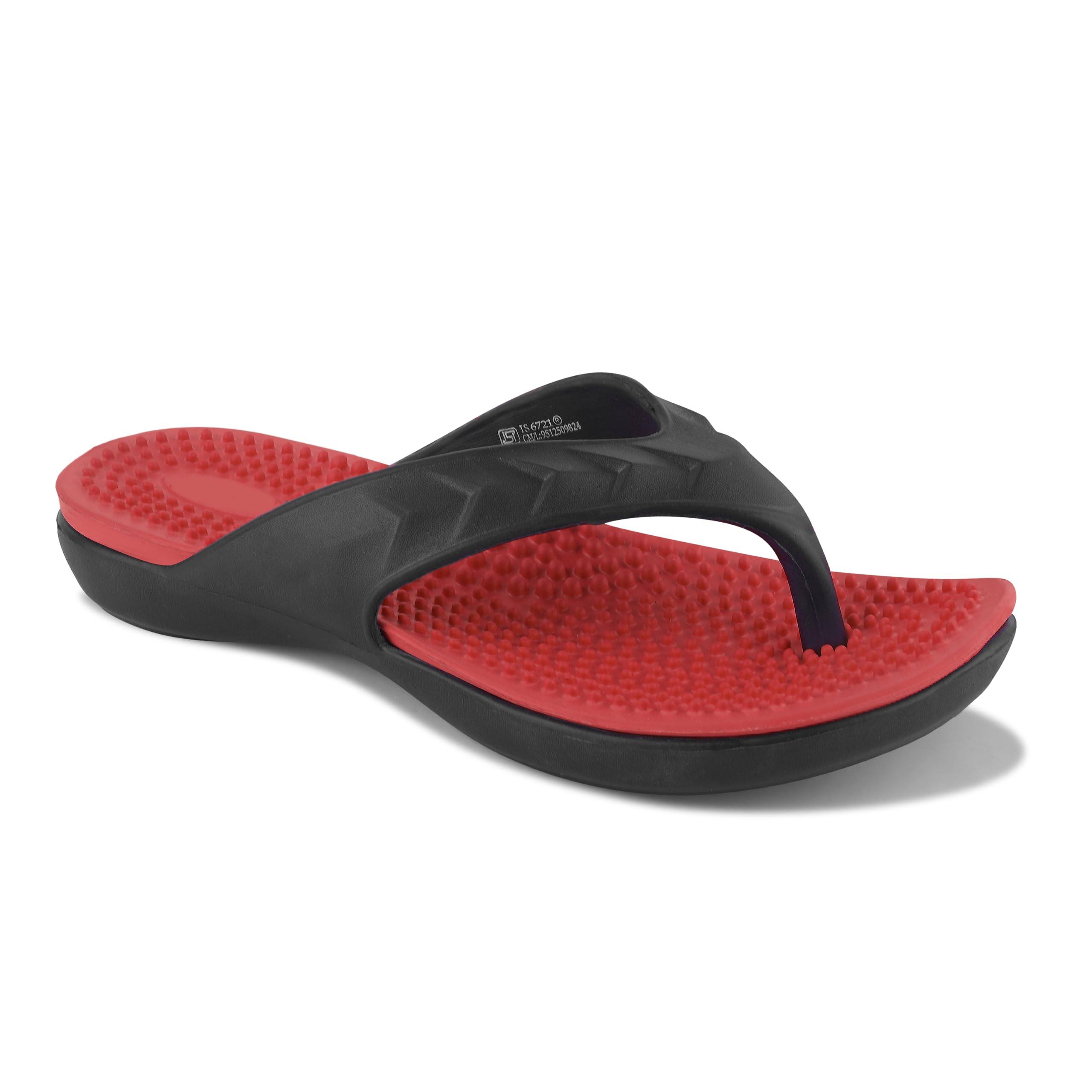 Women's Flip Flops with Massaging Footbed, Pink and Black, Slip-On Thong Sandals-image-28