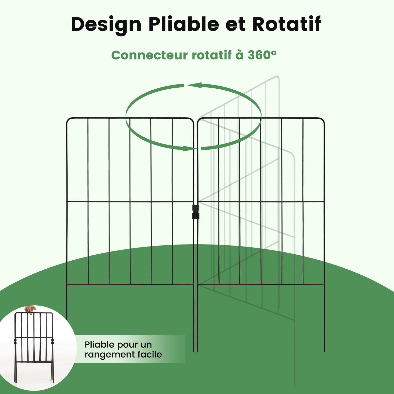 COSTWAY Clôtures de Jardin 25 Pièces Pliable en Métal, Barrière Jardin Exterieur pour Animaux Résistant à la Rouille, Décoratives pour Terrasse Aménagement Paysager, 33 x 60CM
