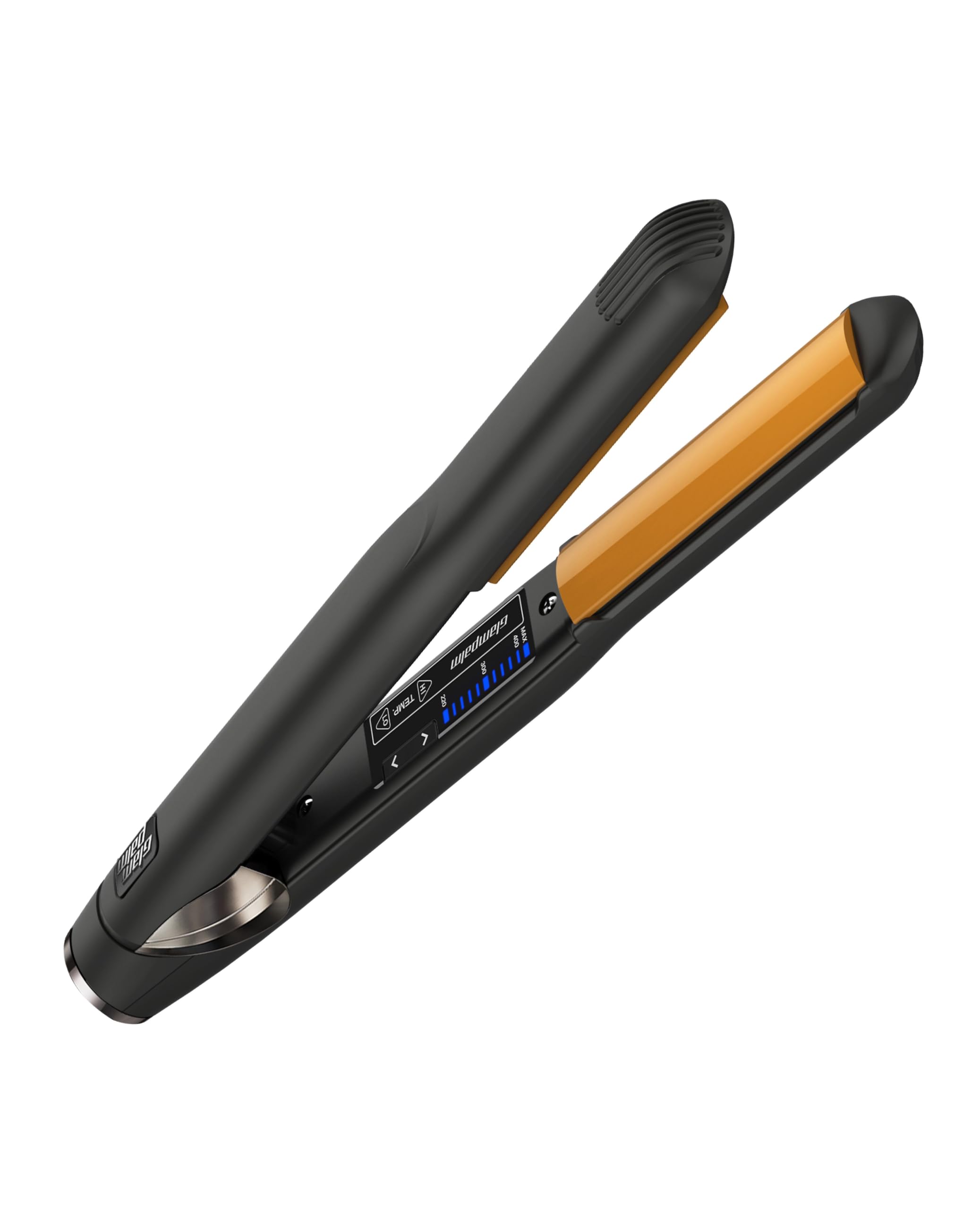 GLAMPALM Hair Straightener 1" Ceramic Volumizing flat iron Infused with Vita C, Korea's No.1 Professional Salon Tool, Curved Plates, Dual Voltage, 11 Heat Settings(220°–450°), 25s Fast Heat-Up (GP202)