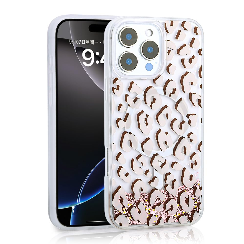 Zore Apple için uyumlu iPhone 15 Pro Max Kılıf Sıvılı Simli Baskılı Şeffaf Arka Yüzey Zore Mossa Silikon Kapak Pembe