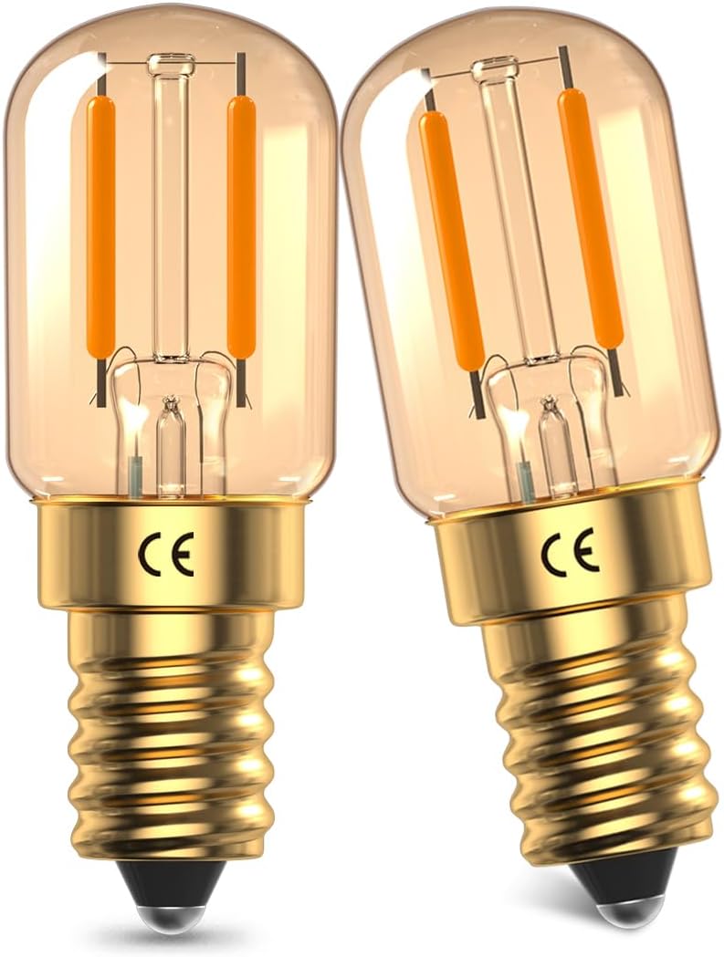 DoRight 1W E14 LED Bulbs, Vintage Amber E14 LED Filament Bulb, Soft Light Warm White 2200K, SES Small Screw Bulbs, T22 Tubular Glass Bulbs, 10W-15W Equivalent, 95 Lumen, Non-Dimmable, 2 Pack