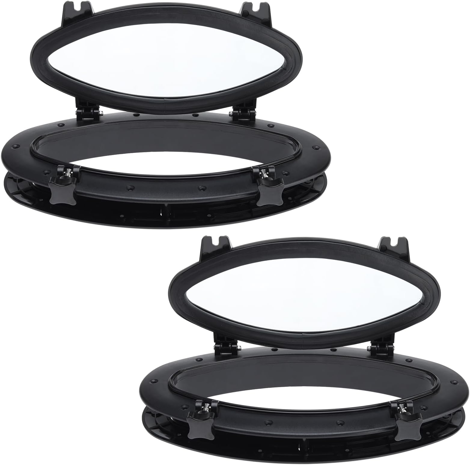 NovelBee2pcs Boat Yacht Elliptical Oval Opening Portlight Porthole,Deck Hatch Porthole Window with Tempered Glass for Marine Boat Yacht RV (16-1/8" x 8-5/8")