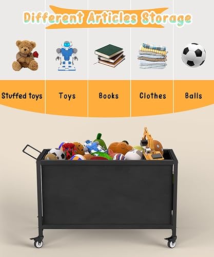 Miniatura 4 de Caja de juguetes grande para niños de 100 litros con ruedas, organizador de almacenamiento de baúl de juguetes para niños pequeños, niños, niñas,