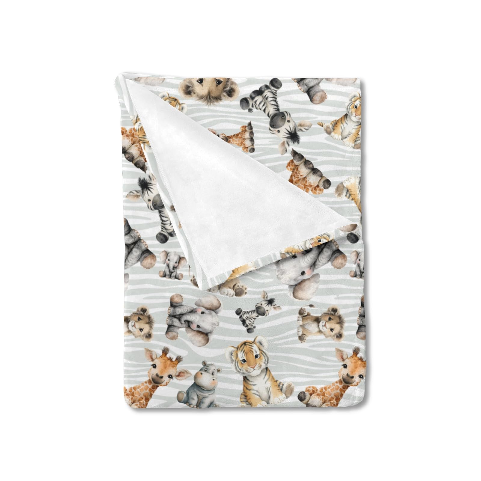 HawSkgFub Dzieci Safari Baby Animals Koc Chłopiec Dziewczyna Prezent, Żłobek Dżungla Słoń Żyrafa Zebra Lew Lampart Hipopotam Lekkie Puszyste Flanelowe Koce Polarowe, Miękkie Ciepłe Maluch Drzemka