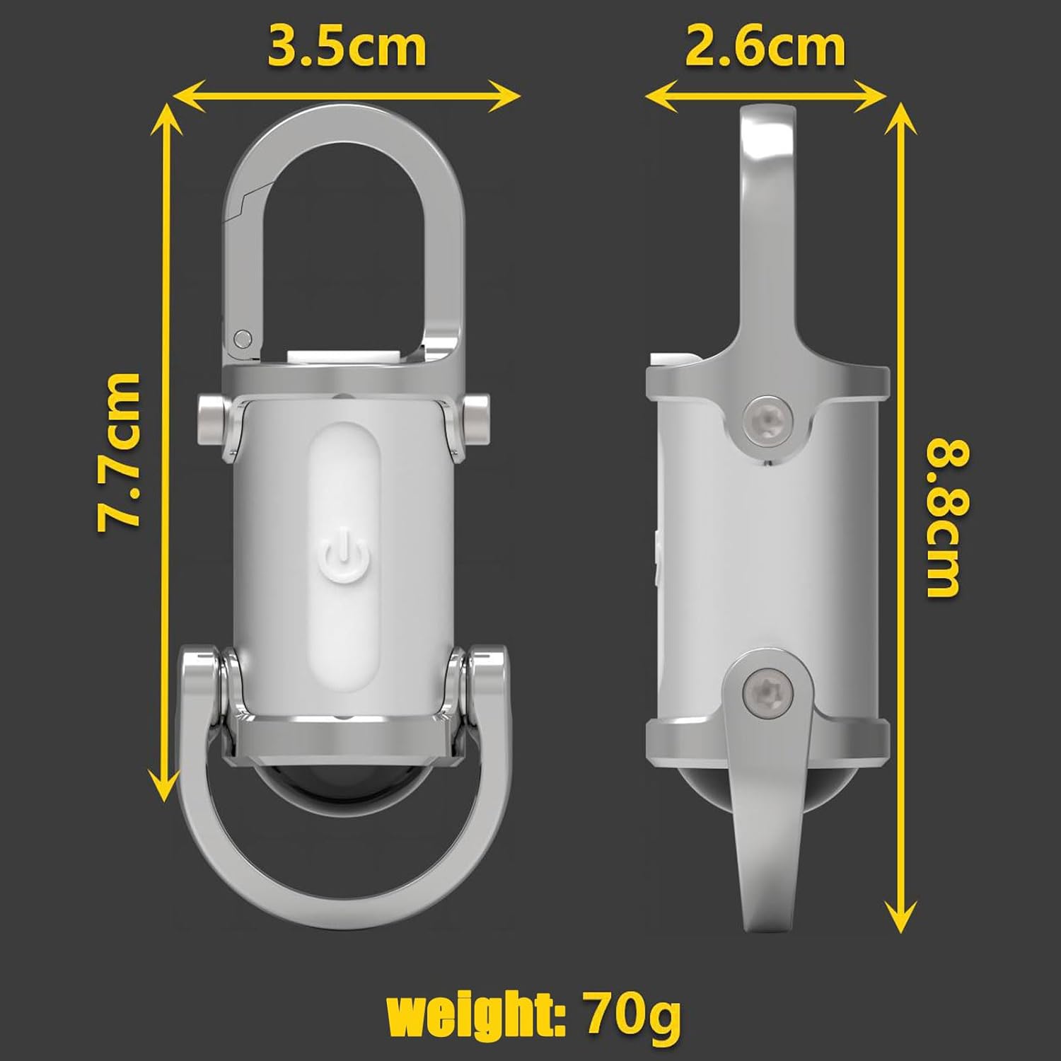 Mini Torch, Mini Flashlight Keychain, Mini Keychain Flashlight, Mini Flashlight for Emergency Power, 3 in 1 Flashlight & Power Bank & Keychain (Silver)