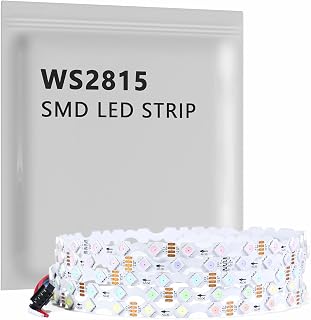 Upgrade S-Typ WS2815 LED-Streifen, 5 m 300 einzeln adressierbare RGB-Pixel, DC 12V Dual-Signal（（aktualisierte Version von WS2812B, flexibel, 5050 SMD, Magic Dream Color, IP30, weißes PCB