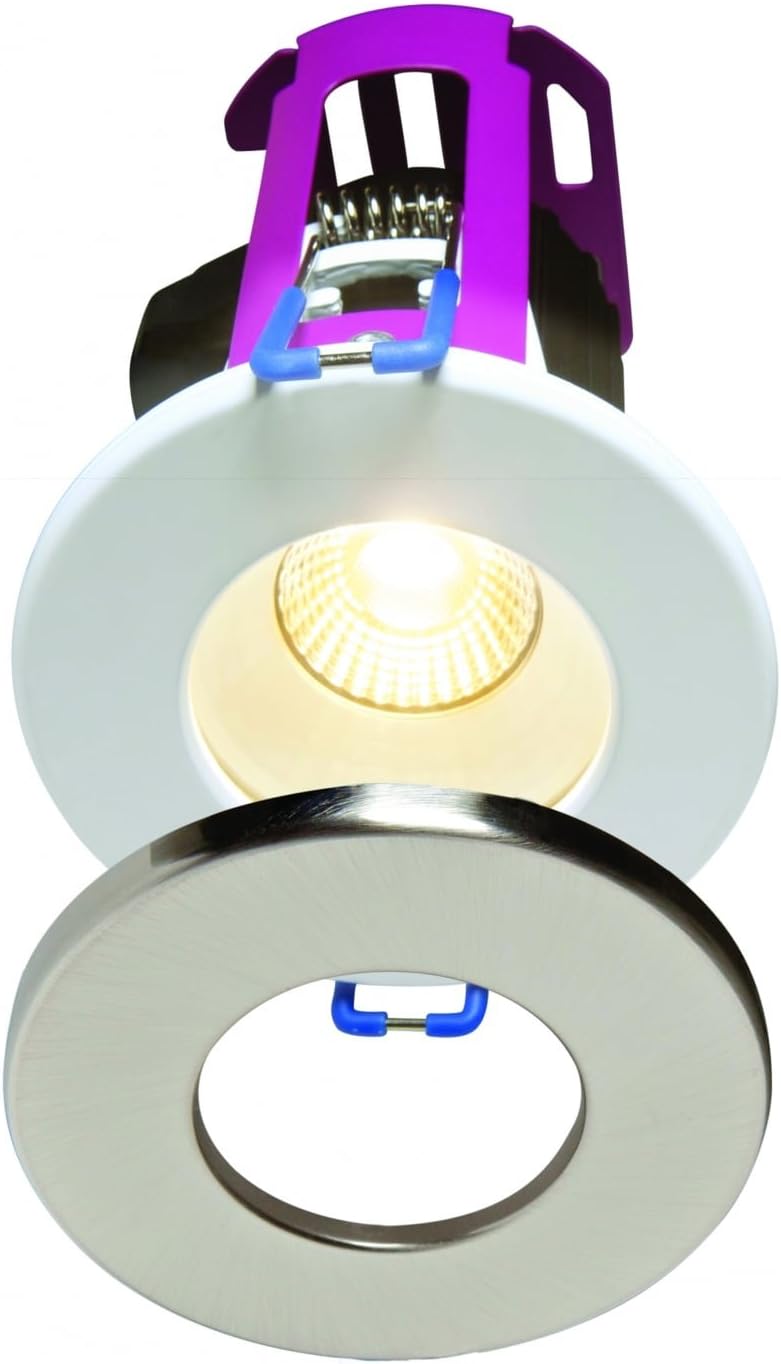 Ramada 8.5W LED IP65 Downlight Fire Rated Dimmable LED Downlight, 240V Mains, Chrome and White Bezel, Warm White and Cool White Warm White (3K)