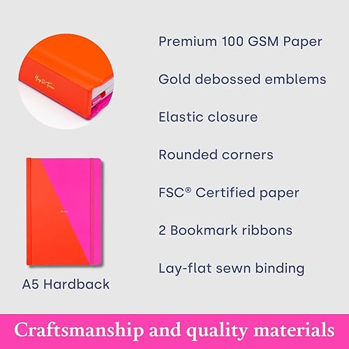 Miniatura 7 de Yop & Tom Diario punteado en contraste - A5 - Azul marino y naranja