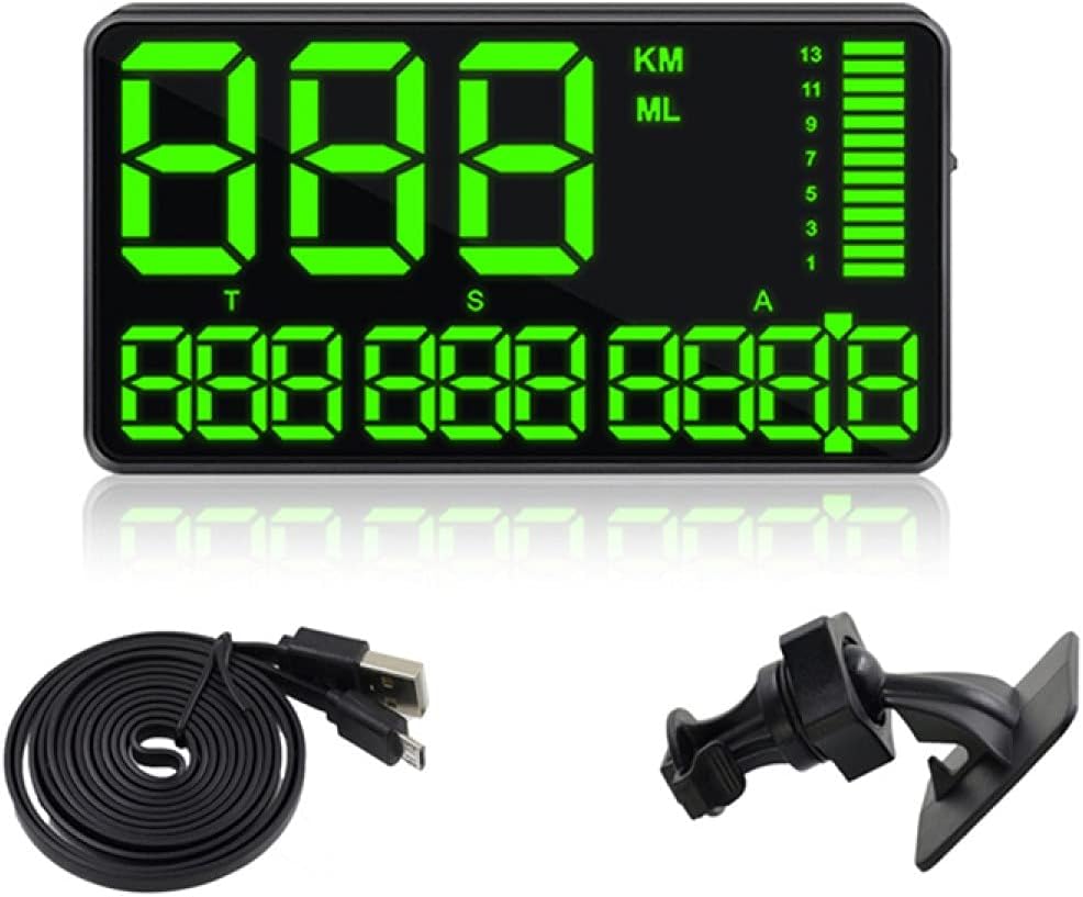 SmartCoolous C90 5.5" inch Universal HUD Head Up Display GPS Digital Speedometer Over Speed Alarm Tired Driving Warning Windshield Project for All Vehicle Bicycle Motorcycle : Electronics