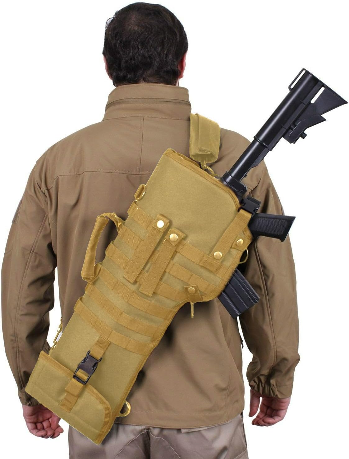 UNISTRENGH Tactical Shotgun Rifle Scabbard Bag Molle Rifle Sling Shotgun Case Bag Gun Storage Pouch Protective Shoulder Bag For Outdoor Hunting