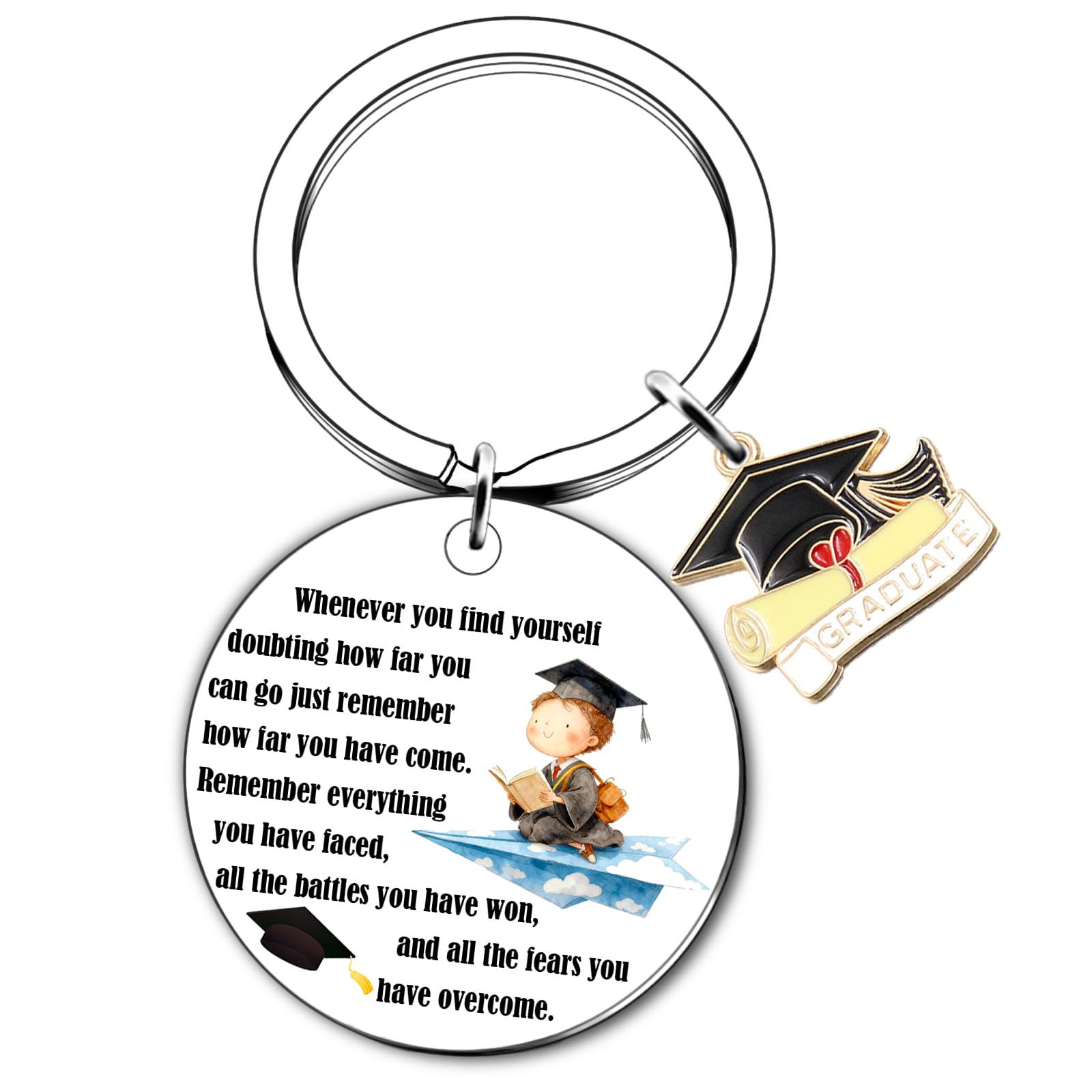 QuLuvaeri Inspirational Keyring for Her Him Class of 2026 Student Graduation Gifts University College Middle High School Graduate Souvenir for Senior Students Brave Keychain Accessory