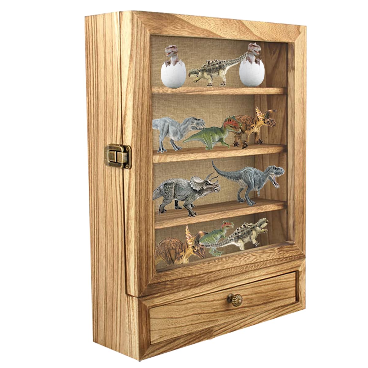 LITAITAI Large Shadow Box Frame 12x17 Inches with 1 Drawer 3 Removable Shelfs,Shadow Box Display Case-Holds Wedding Bouquets, Memorial, Medals, Pictures & Keepsakes for DIY(Carbon)