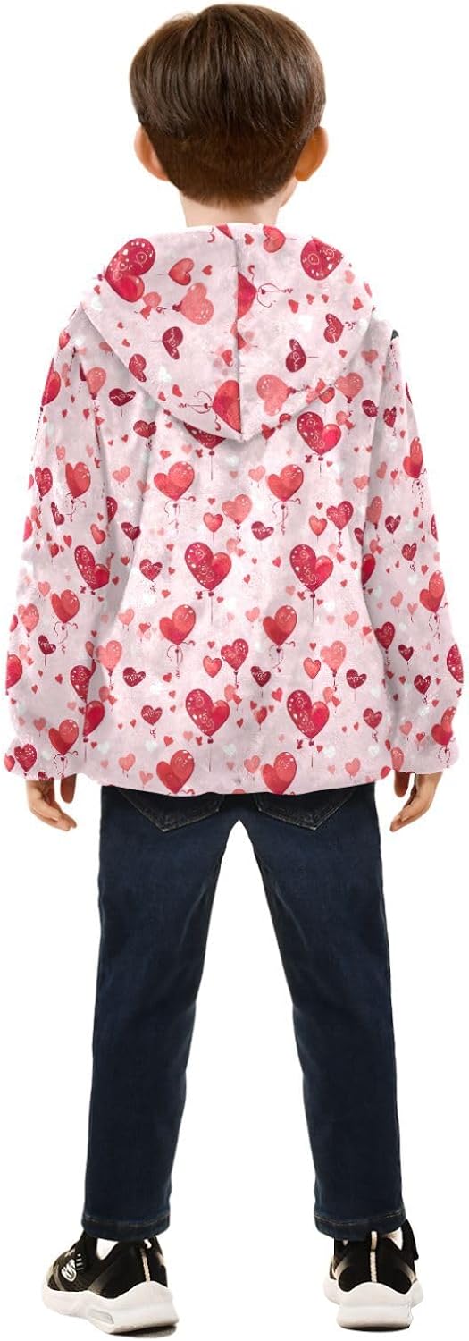 Valentine's Day Heart Boys Fleece Coat,Children's Zip-Up Hoodie Jacket,Baby Warm Fashion Outerwear 3-10T,B0402613