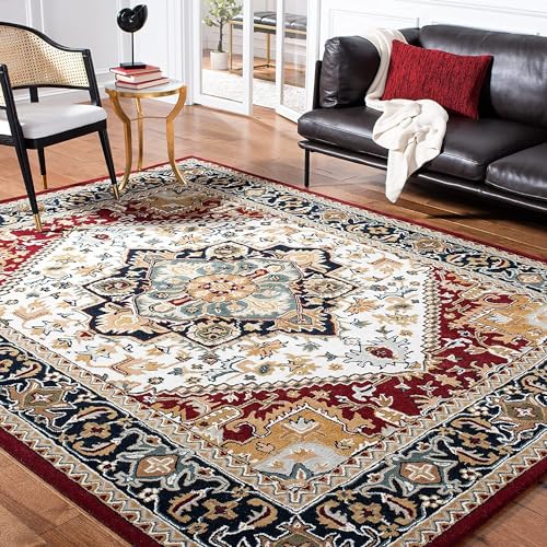 Image of Carpet Mahal Handmade Handwoven Tufted Made of 100% Soft Blended Wool Export Quality Carpets with 1 Inch Thickness (6x9 Feet) Color Multi