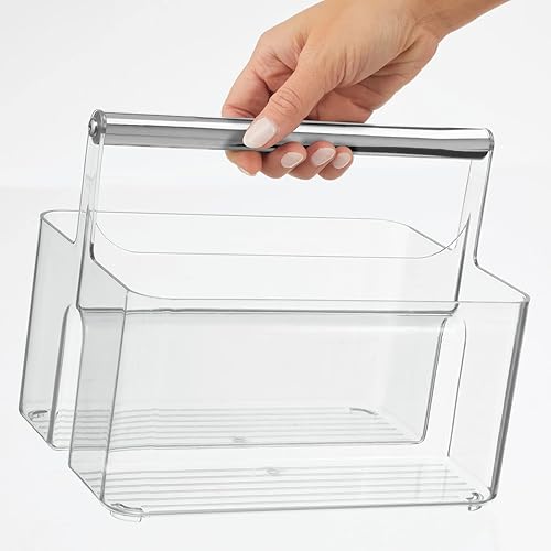 Miniatura 8 de mDesign Organizador de plástico para ducha, cesta dividida, asa de metal para baño, dormitorio, cocina, sostiene jabón, champú, acondicionador,
