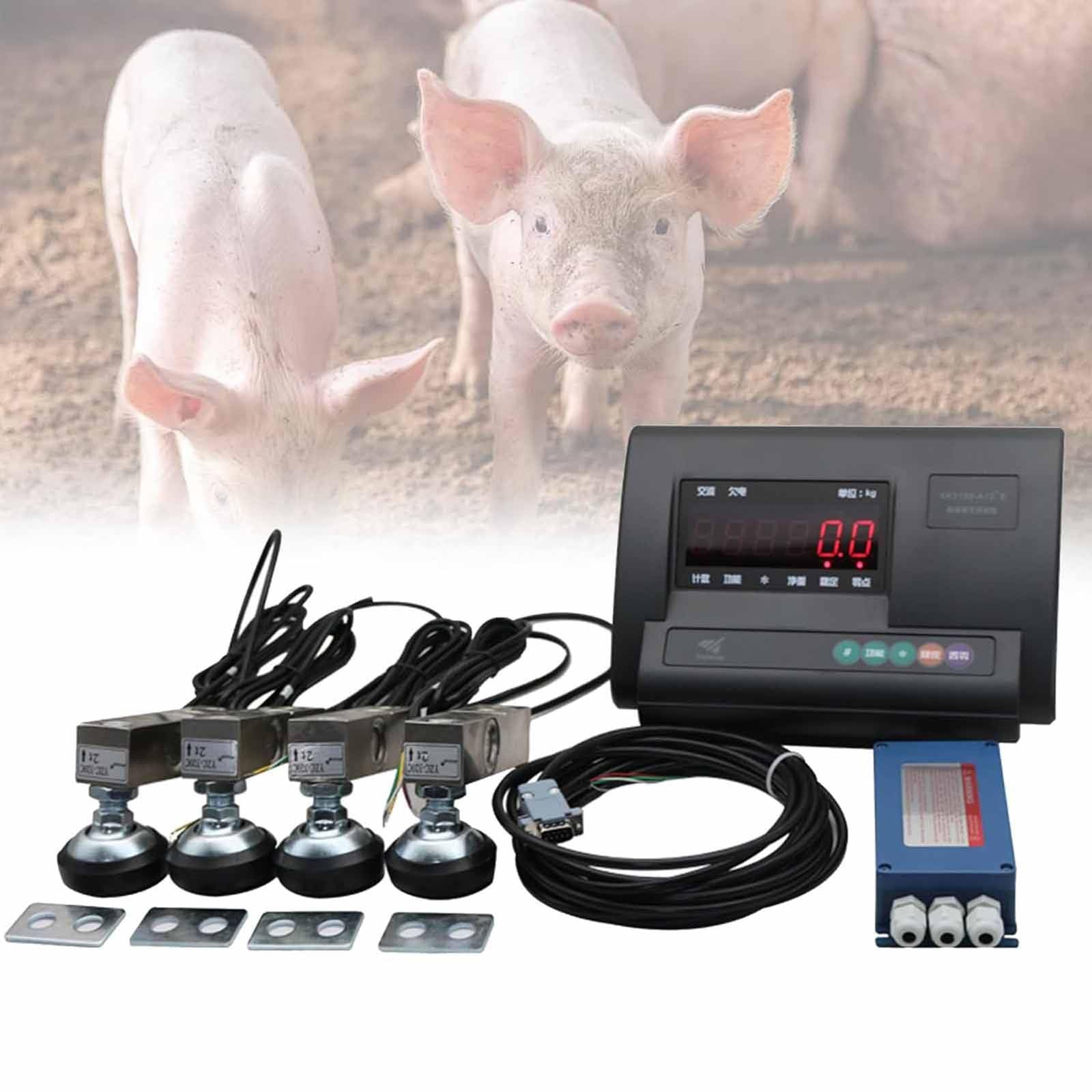 Indicateur De Charge,Affichage De Pont-Bascule,Balance électronique Instrument De Pesage,Affichage LED,4 Capteurs De Charge Et Boîtier De Jonction,Pour Bovins,Porcins,Ovins,Caprins,3000kg