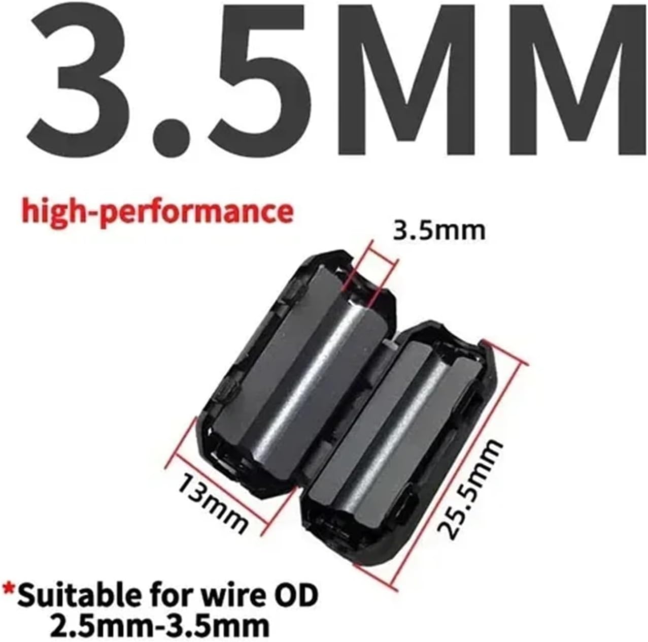 20PCS 3.5/5/7/9/13mm Ring Core Ferrite Bead Clamp Choke Coil Noise Filter Clip Snap Cable for Black Magnetic Snap-on (Color : 3.5mm-ui1000, Size : 20 PCS)