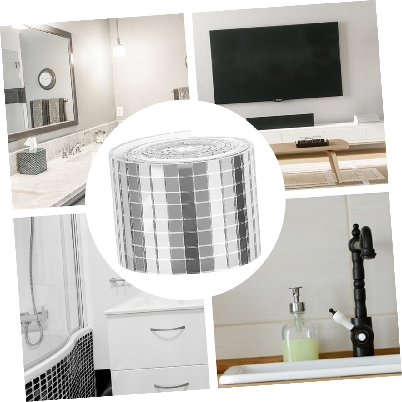 Lurrose 8rotoli Piastrelle Adesive Mosaico Per Decorazioni Fai Da Te Di Piastrelle Quadrate Specchiate Per Arredamento Casa e Eventi Festivi