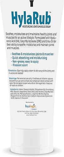 Miniatura 2 de HylaRub HA Crema para articulaciones y músculos con ácido hialurónico y aceite de emu y CMO  No graso calma hidrata y mantiene hombros rodillas