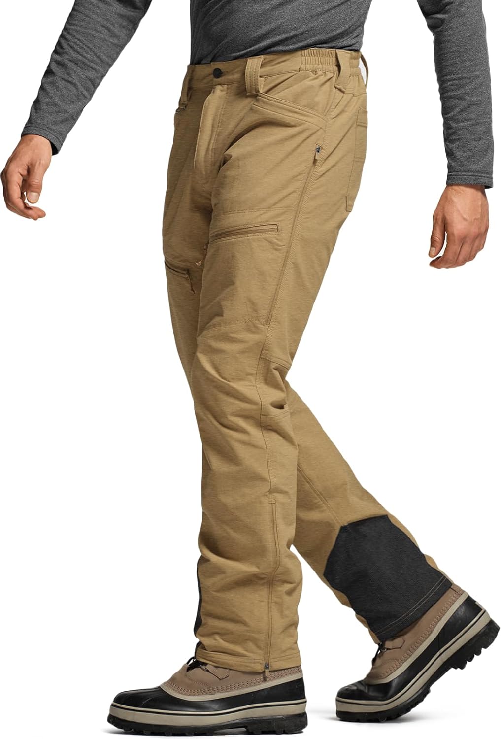 CQR Men’s Softshell Fleece Lined Winter Hiking Pants, Water Resistant Insulated Thermal, Outdoor Tactical Warm Snow Ski Pants - Image 2