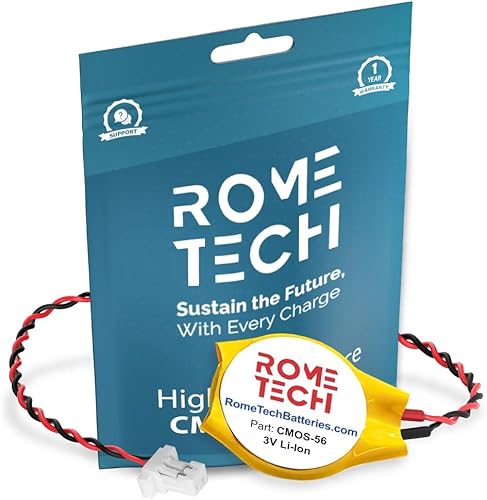 Rome Tech CR2016 CMOS BIOS Batería para HP Compaq NC8240 / Compaq NX5000 / Compaq NX8200 - Batería de respaldo para laptop 3V RTC CR2016 con 2 cables