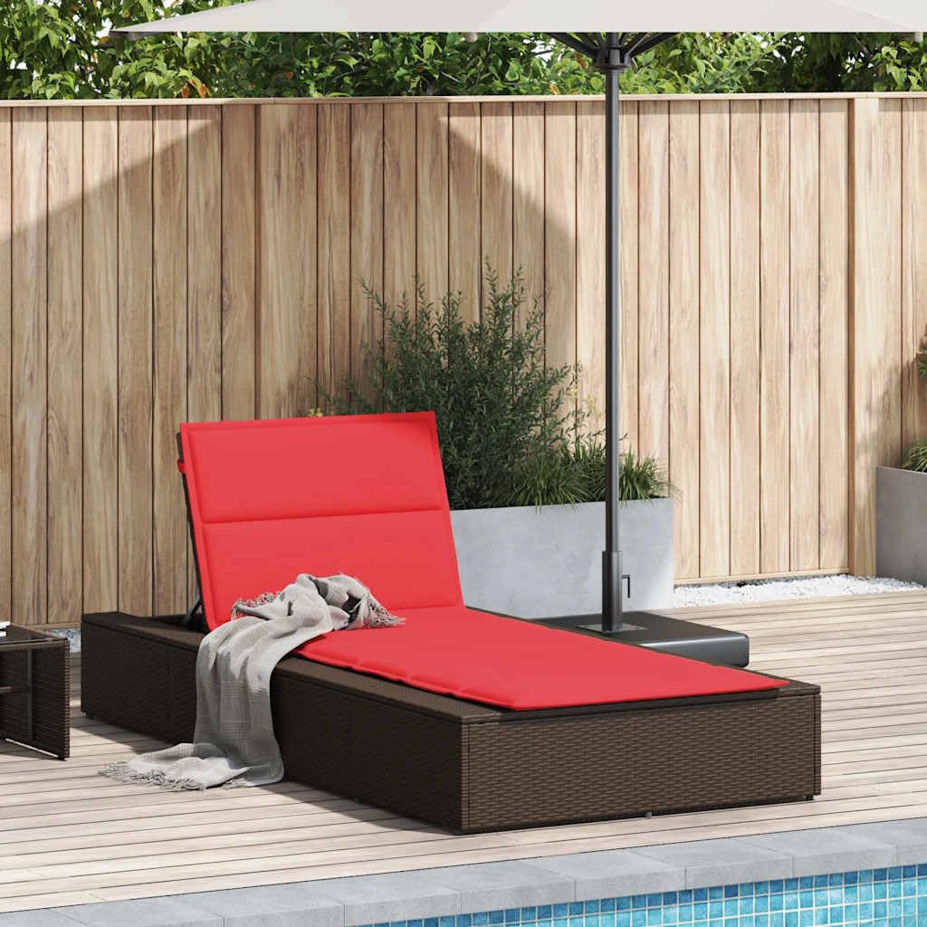 Tumbona flotante marrón de poliratán, respaldo ajustable con 3 posiciones, marco de acero pulverizado, muebles de jardín resistentes a la intemperie