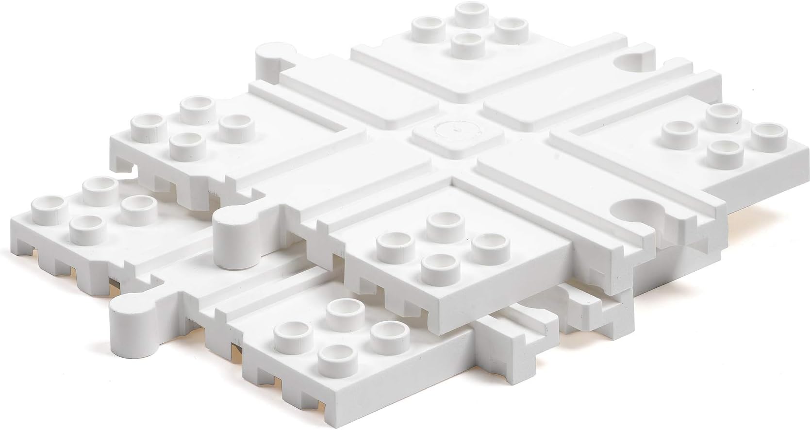 Block Platform Cross, Connect Wooden Train Tracks and Blocks/Bricks, Universal Compatible Connector Riser Baseplate (2-Pack)