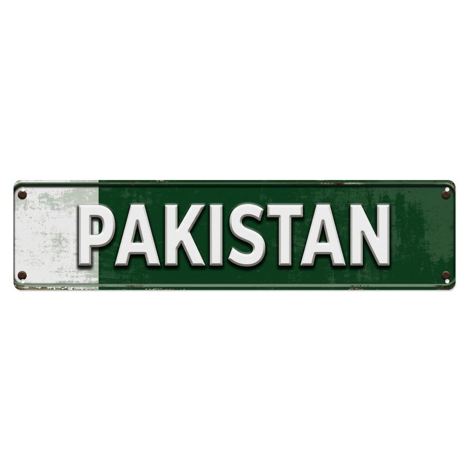 Metal Tin Sign Vintage Pakistan Flag Pattern