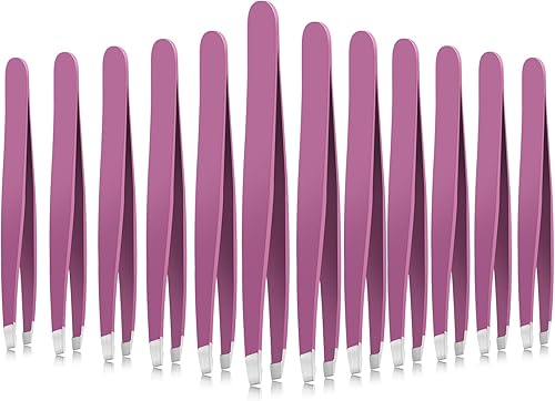 Miniatura 8 de 12 pinzas para cejas, pinzas de punta inclinada de acero inoxidable, pinzas de precisión para cabello facial, para hombres y mujeres (multicolor)