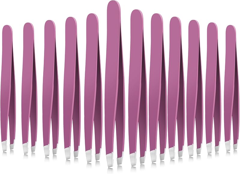 Mudder Conjunto com 12 pinças chanfradas de aço inoxidável roxas