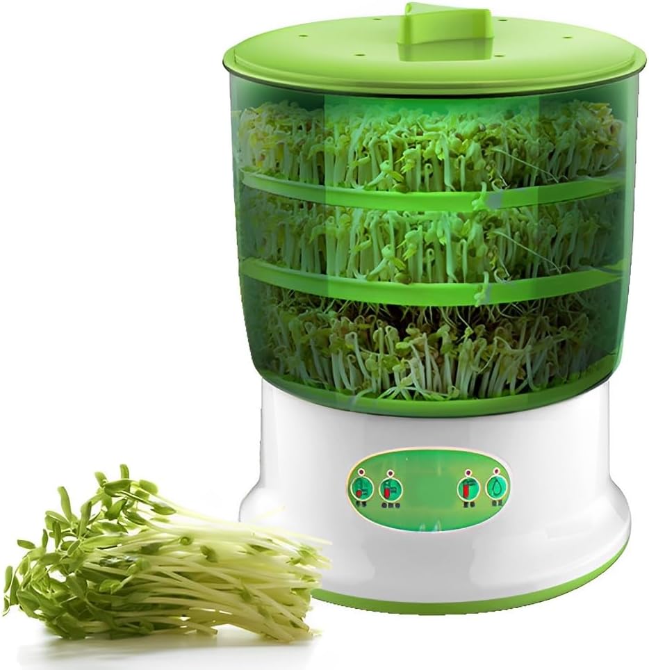 QUTBAG 2/3 Layer Bean Sprout Machine, Automatic Seed Sprouter, Large Capacity Seed Grow Cereal Tool, Bean Sprouts Growing Machine for Sprouts Alfalfa Broccoli Bean Salad B