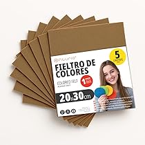 OFITURIA Feltro Colorato per Artigianato, Fai-da-te, Progetti Scolastici, Scrapbooking, Cucito Creativo e Decorazioni 20x30cm (Marrone, 5 pz)