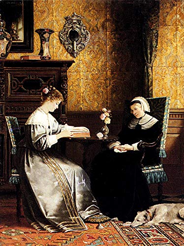 Peinture à l'huile sur toile Rudolf Ernst, l'esprit de la lecture