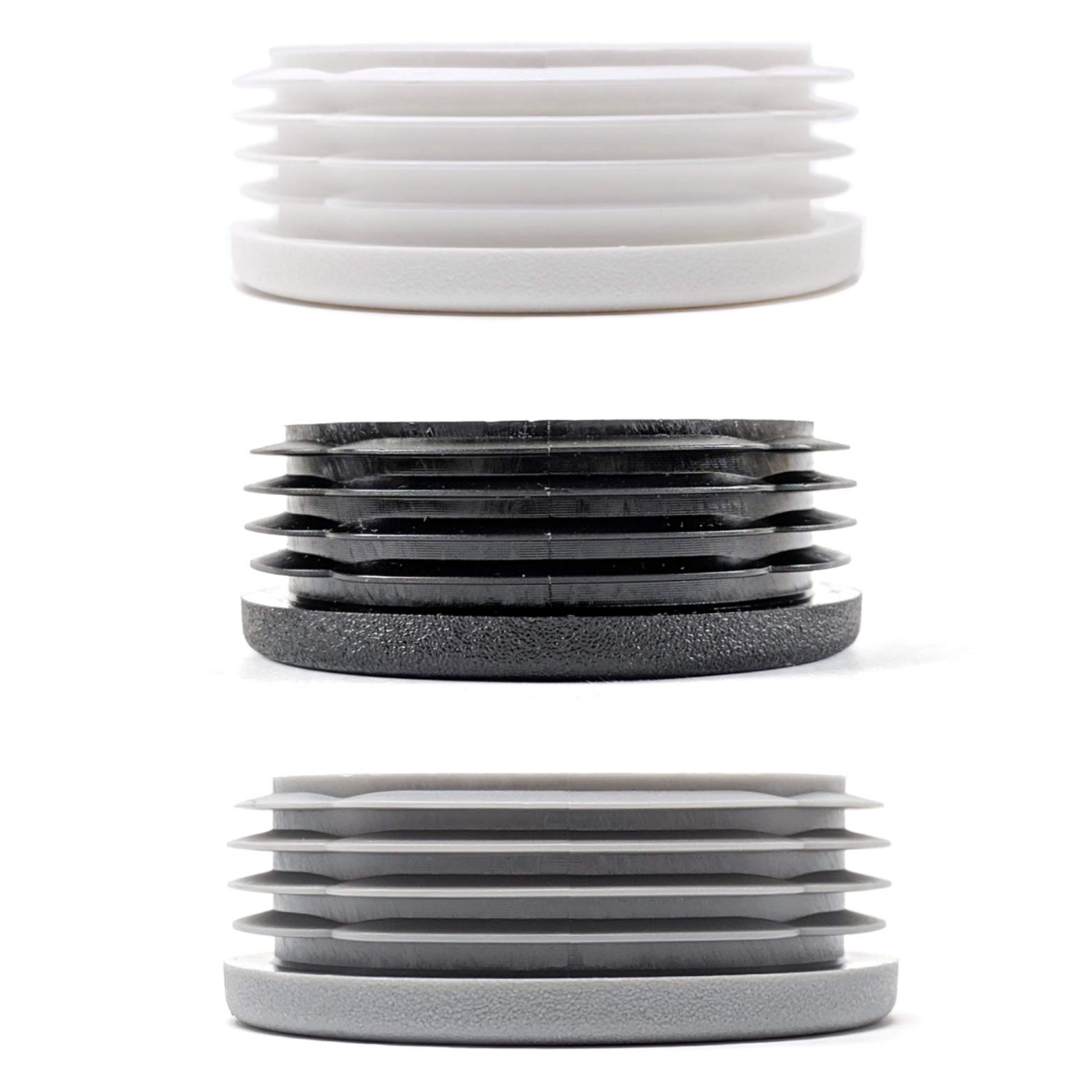 Round Tube Inserts End Caps, Varierty of Sizes in Black, White or Grey - Made in Germany (Please See Diagram Before Ordering) 55mm, White, Pack of 100