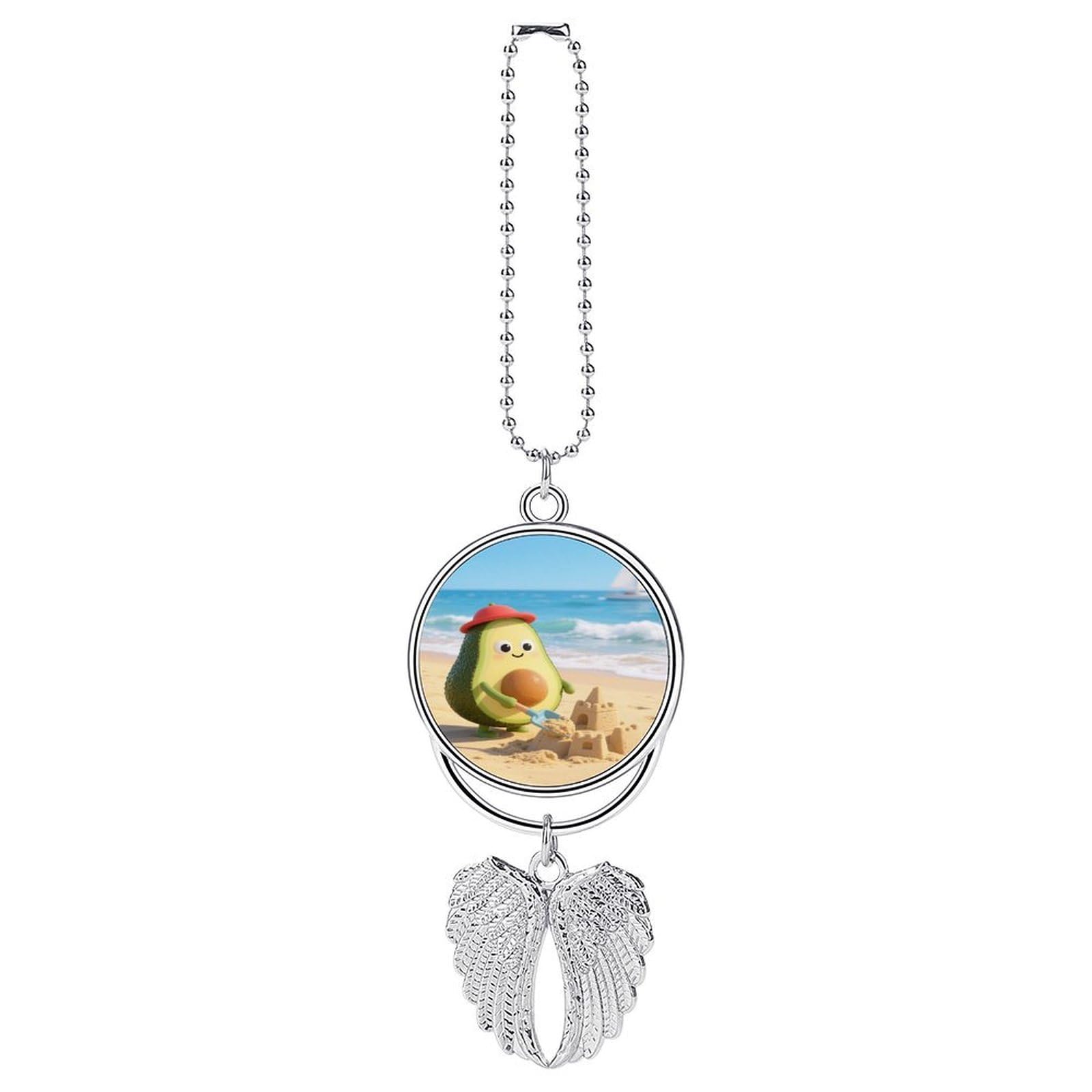 Car Charm Zinc Alloy Rearview Mirror Hanging Ornament Premium Metal Avocado Car Pendant for Auto Interior Decor Accessories,Unique Gift for Adult,Silver-Style