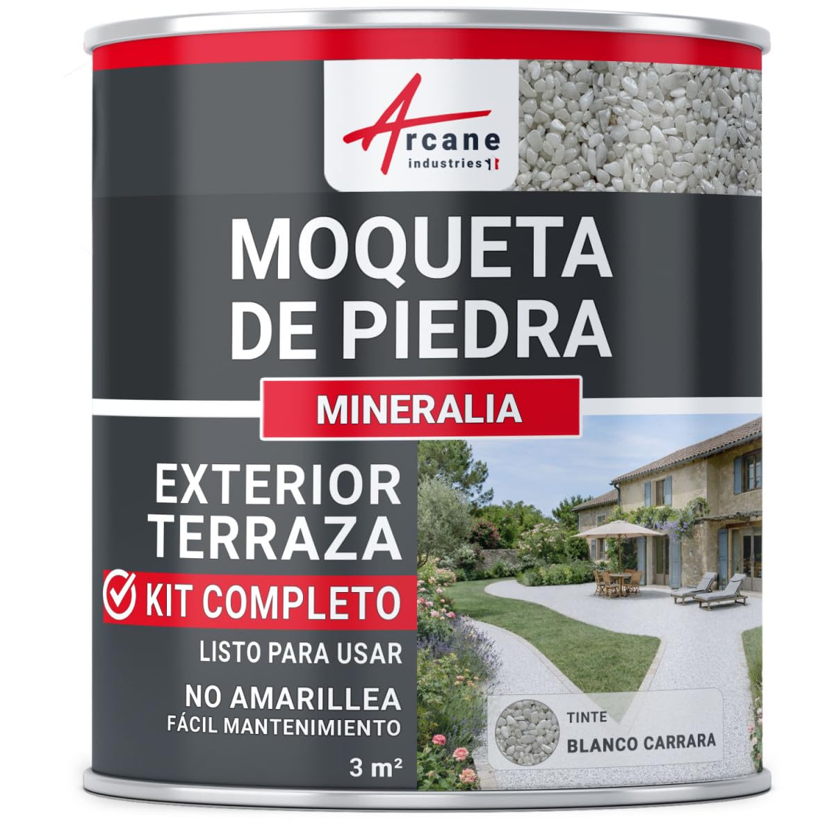 Kit completo de Pavimento drenante de Resina y áridos para exterior 3 m² Blanco Carrara