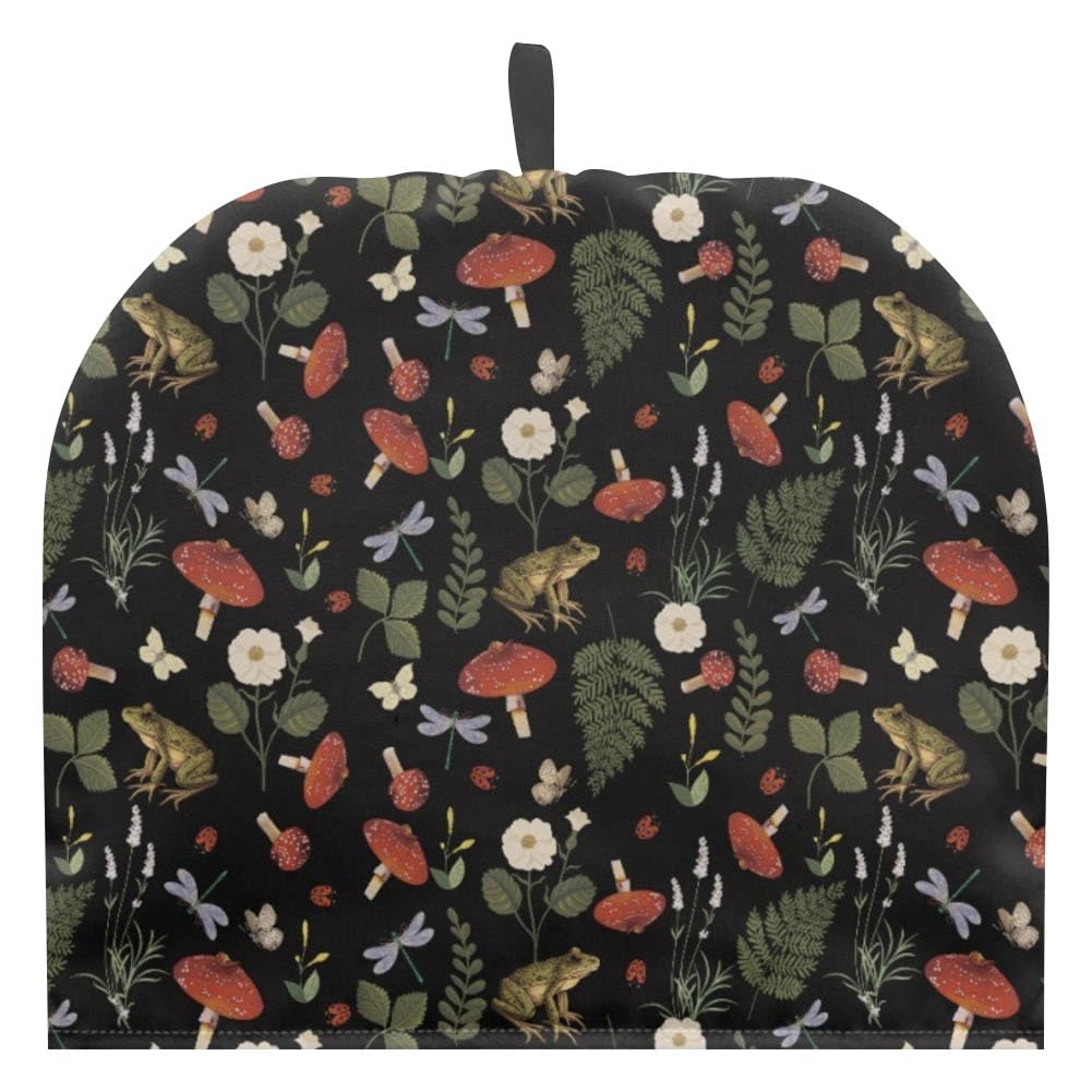 Vintage Mushroom Tea Cozy for Teapot, Wildflower Printed Insulated Teapot Cover to Keep Warm Polyester Canvas Tea Kettle Cover Suitable For Small Medium or Large Teapots,Style A