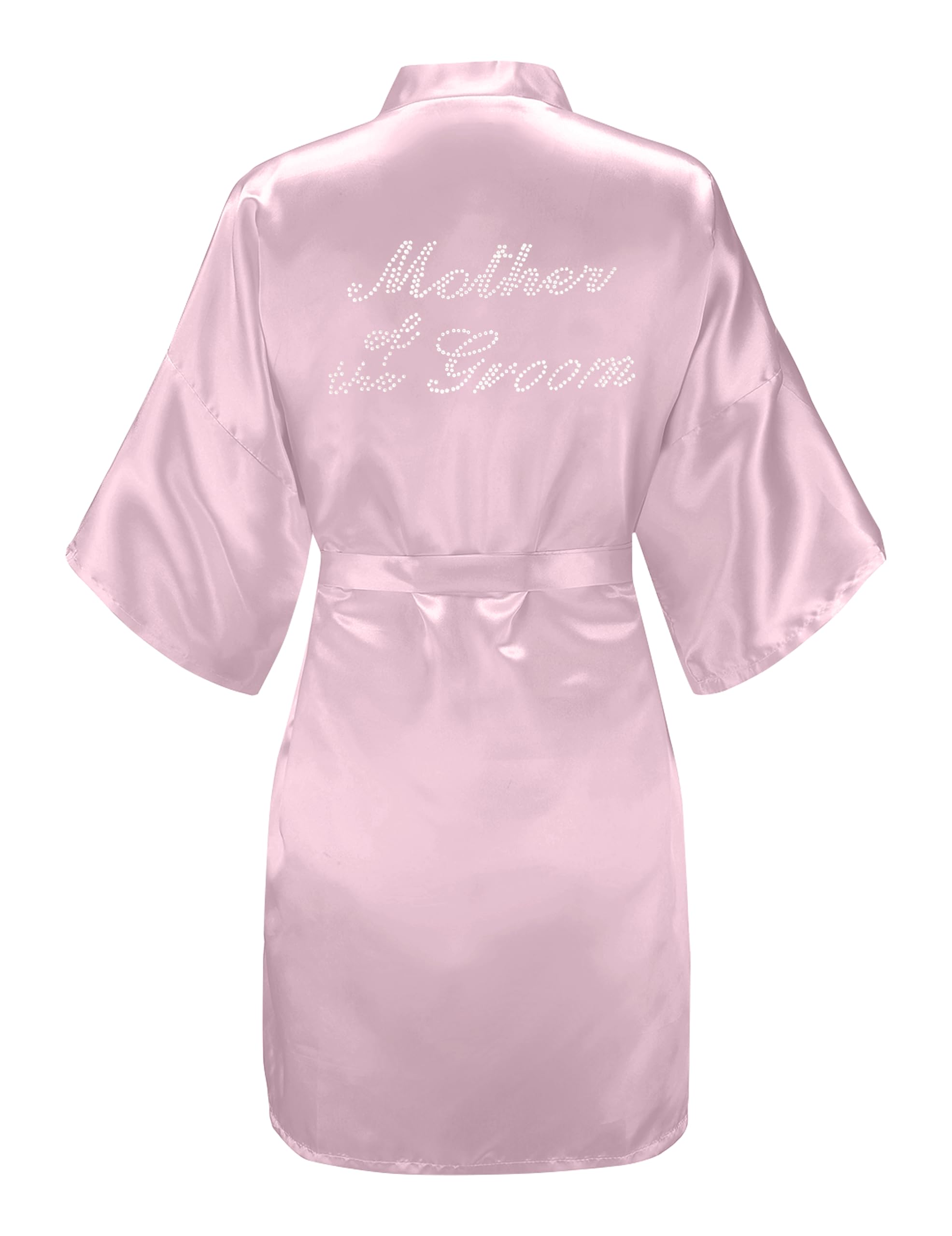 EPLAZA Women's One Size Silver Rhinestones Bride Bridesmaid Short Satin Robes for Wedding Party Getting Ready