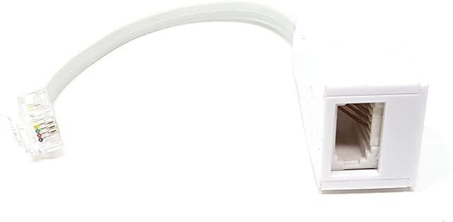 Maincore 10cm RJ11 to BT Telephone Socket Female 4 Wire Adapter Extender 6P4C Landline Phone Plug Cable Adaptor (US To UK.etc).