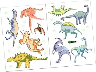 HONMEET 2 folhas de adesivos de parede de dinossauro luminoso para crianças adesivos de parede para crianças adesivos de parede para crianças luzes decalque de parede luminoso de desenhos animados adesivos de parede luminosos PVC