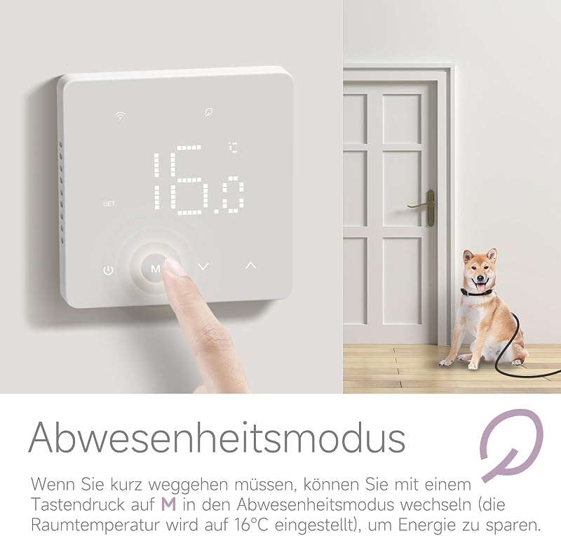 BEOK CONTROLS Digitális Termosztát Gázkazánhoz WiFi Okos Szobatermosztát Padlófűtéshez Alexa Google Home Kompatibilis Fehér
