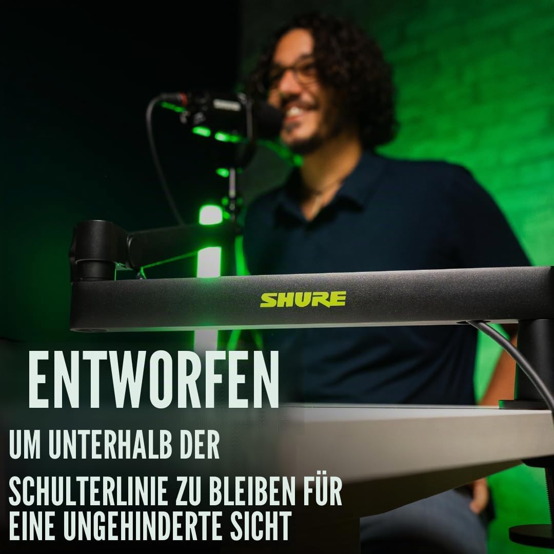 Shure by Gator by Gator Premium Low-Profile-Mikrofonständer für den Schreibtisch | voll verstellbar für Podcast, Streaming und Home Office Setups | (SH-BROADCAST2)