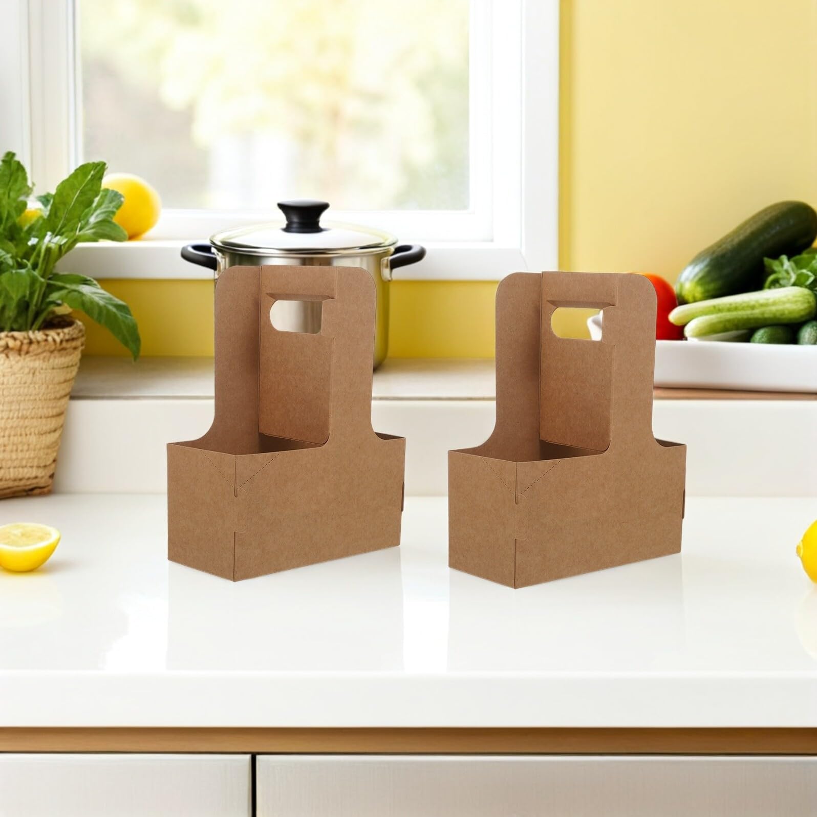 Holibanna 30 Unidades Posavasos De Mano De Papel Kraft Accesorios De Entrega De Comida Portavasos De Café Portavasos para Llevar Light Brown Reutilizable