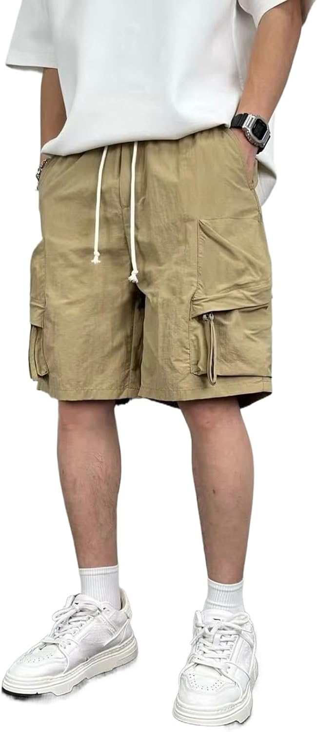 Summer Men's Multi Pocket Cargo Shorts Streetwear Solid Color Simple Loose Shorts Casual Sports Five Point Pants