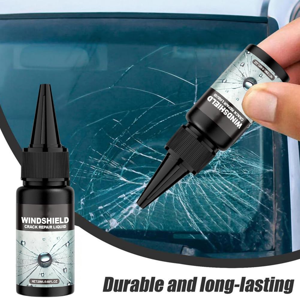 Liquido per la Riparazione di Crepe del Parabrezza dell'auto, Liquido per la Riparazione di Crepe, scheggiature da pietrisco, per Riparare Graffi, Fori, ragnatele, 20 ml (2)